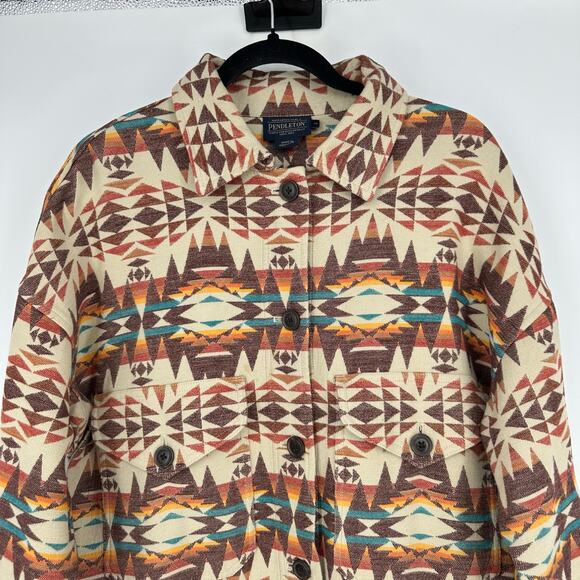 Pendleton Womens M Oversized Doublesoft Shirt Jacket Aztec Southwestern Boho - Picture 3 of 12
